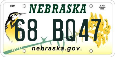 NE license plate 68BQ47