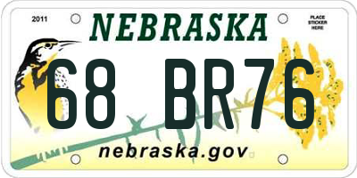 NE license plate 68BR76