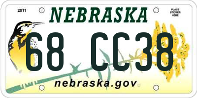 NE license plate 68CC38