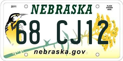 NE license plate 68CJ12