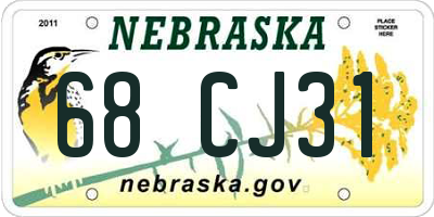 NE license plate 68CJ31
