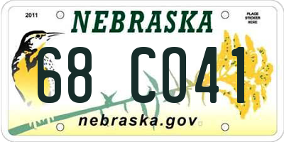 NE license plate 68CO41