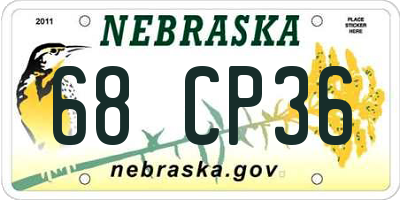 NE license plate 68CP36