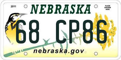 NE license plate 68CP86