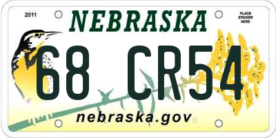 NE license plate 68CR54