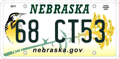 NE license plate 68CT53