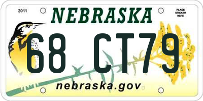 NE license plate 68CT79