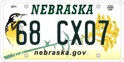 NE license plate 68CX07