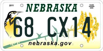NE license plate 68CX14