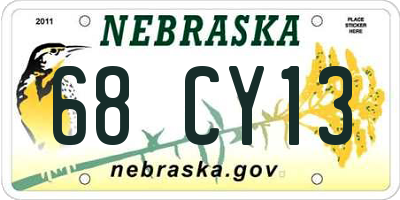 NE license plate 68CY13