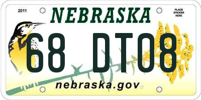 NE license plate 68DT08