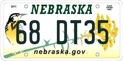 NE license plate 68DT35
