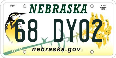 NE license plate 68DY02