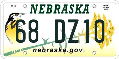 NE license plate 68DZ10