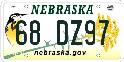 NE license plate 68DZ97