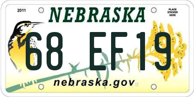 NE license plate 68EF19