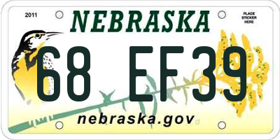 NE license plate 68EF39