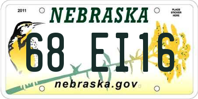 NE license plate 68EI16