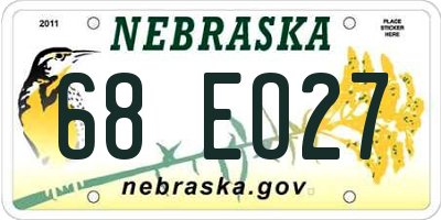 NE license plate 68EO27