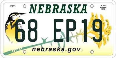 NE license plate 68EP19