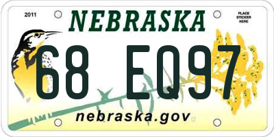 NE license plate 68EQ97