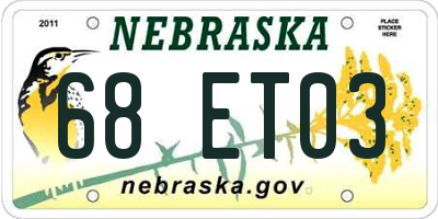 NE license plate 68ET03