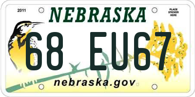 NE license plate 68EU67