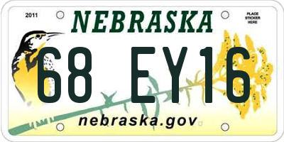 NE license plate 68EY16