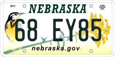 NE license plate 68EY85