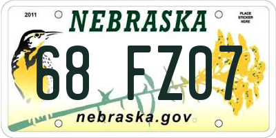 NE license plate 68FZ07