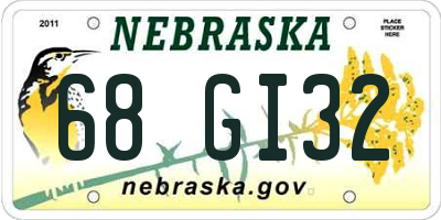 NE license plate 68GI32