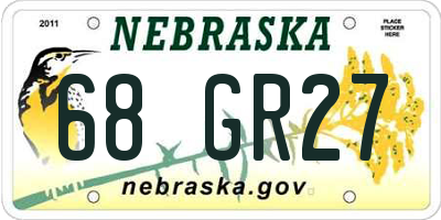 NE license plate 68GR27