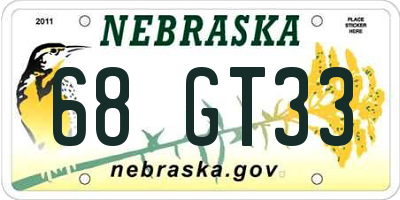 NE license plate 68GT33