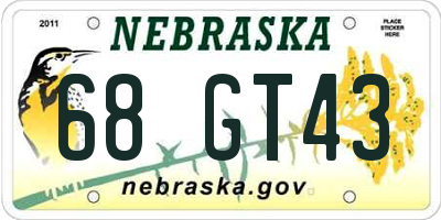 NE license plate 68GT43