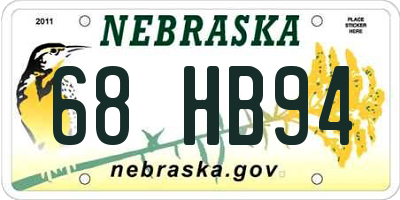 NE license plate 68HB94