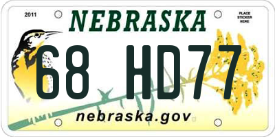 NE license plate 68HD77