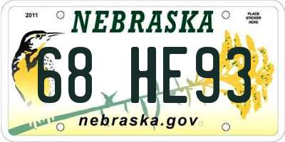 NE license plate 68HE93