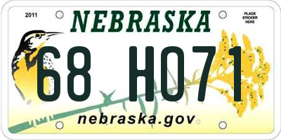 NE license plate 68HO71