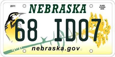 NE license plate 68ID07