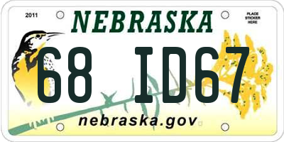NE license plate 68ID67
