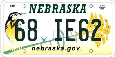 NE license plate 68IE62