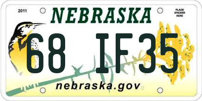 NE license plate 68IF35