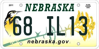 NE license plate 68IL13