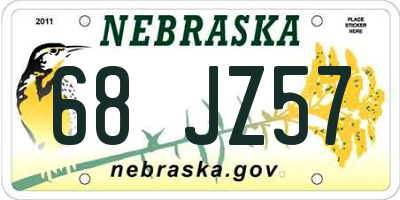 NE license plate 68JZ57