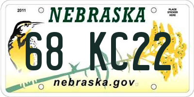 NE license plate 68KC22