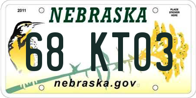 NE license plate 68KT03