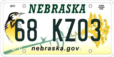 NE license plate 68KZ03