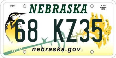 NE license plate 68KZ35