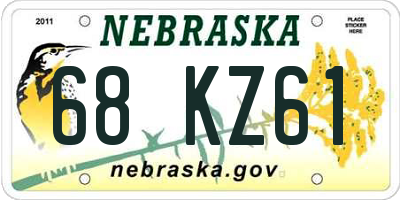 NE license plate 68KZ61