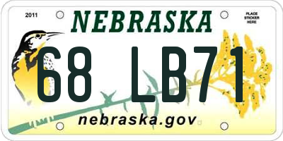 NE license plate 68LB71
